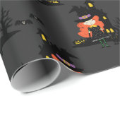 Halloween Haunted Witch House Zwart Cadeaupapier (Rol Hoek)