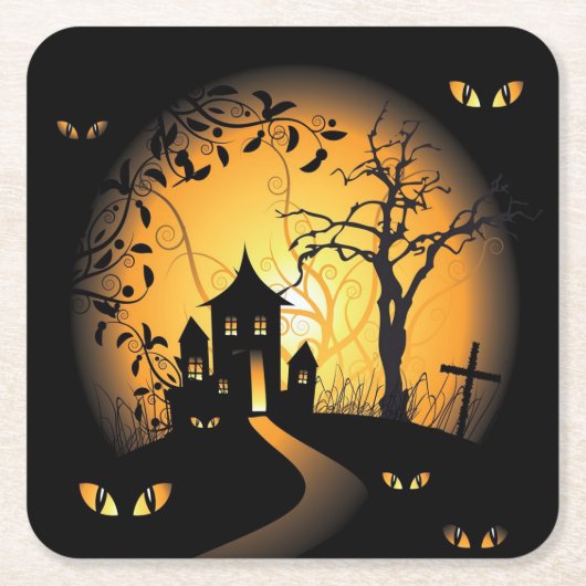Halloween - Haunting Eyes die naar je kijkt Kartonnen Onderzetters (Voorkant)