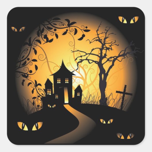Halloween - Haunting Eyes kijkt naar jou Vierkante Sticker (Voorkant)