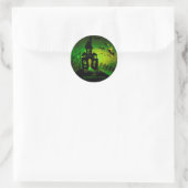 Halloween - Haunting Scene - groene ogen Ronde Sticker (Tas)
