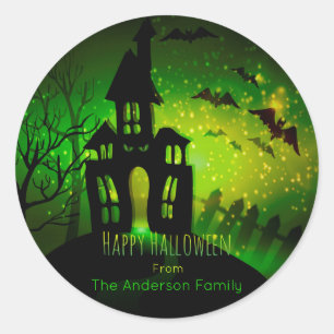 Halloween - Haunting Scene - groene ogen Ronde Sticker