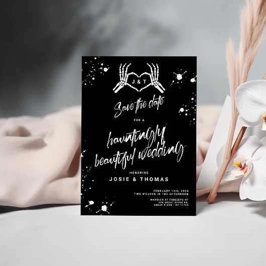 Halloween Hauntingly Mooie bruiloft opslaan datum Kaart