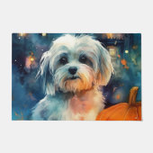 Halloween Havanese met pompoenen eng Deurmat (Voorkant)