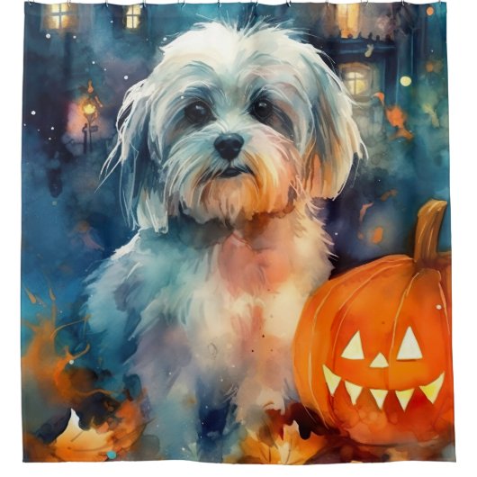 Halloween Havanese met pompoenen eng Douchegordijn (Voorkant)