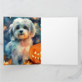 Halloween Havanese met pompoenen eng Kaart (Binnen)