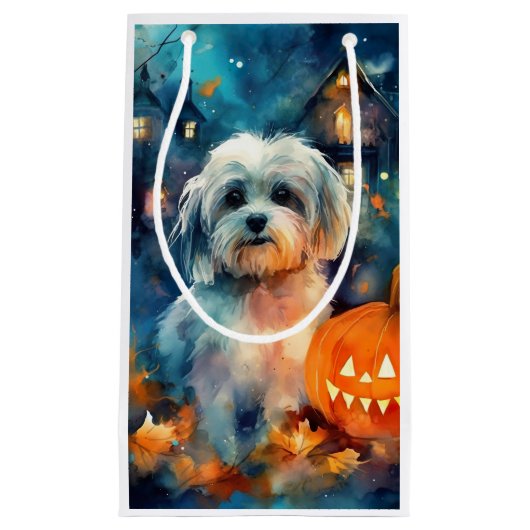 Halloween Havanese met pompoenen eng Klein Cadeauzakje (Voorkant)