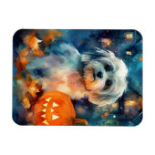 Halloween Havanese met pompoenen eng Magneet (Horizontaal)