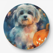 Halloween Havanese met pompoenen eng Papieren Bordje (Voorkant)