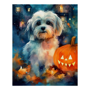 Halloween Havanese met pompoenen eng Perfect Poster