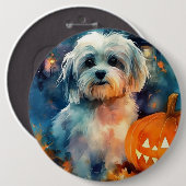 Halloween Havanese met pompoenen eng Ronde Button 6,0 Cm (Voorkant /achterkant)