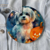Halloween Havanese met pompoenen eng Ronde Button 6,0 Cm (In situ)
