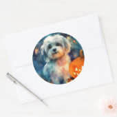 Halloween Havanese met pompoenen eng Ronde Sticker (Envelop)