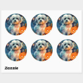 Halloween Havanese met pompoenen eng Ronde Sticker (Vel)