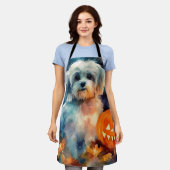 Halloween Havanese met pompoenen eng Schort (Gedragen)