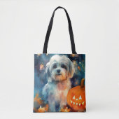 Halloween Havanese met pompoenen eng Tote Bag (Voorkant)