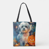 Halloween Havanese met pompoenen eng Tote Bag (Achterkant)