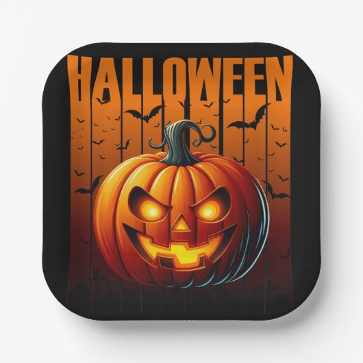 Halloween Havoc - Jacks & Bats Papieren Bordje (Voorkant)