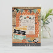 Halloween Hayride en Pompoen Carving Uitnodiging (Staand voorkant)