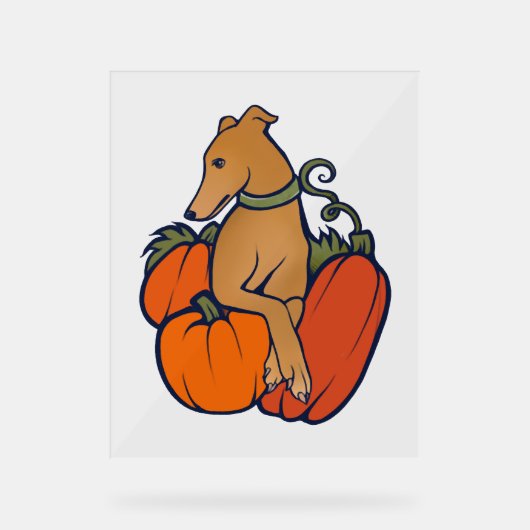 Halloween hazewindhond acryl bord (Voorkant)