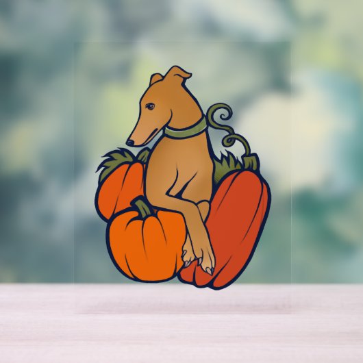 Halloween hazewindhond acryl bord (Neutraal)