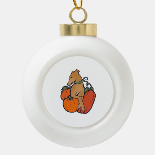 Halloween hazewindhond keramische bal ornament (Voorkant)