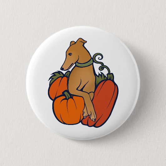 Halloween hazewindhond ronde button 5,7 cm (Voorkant)