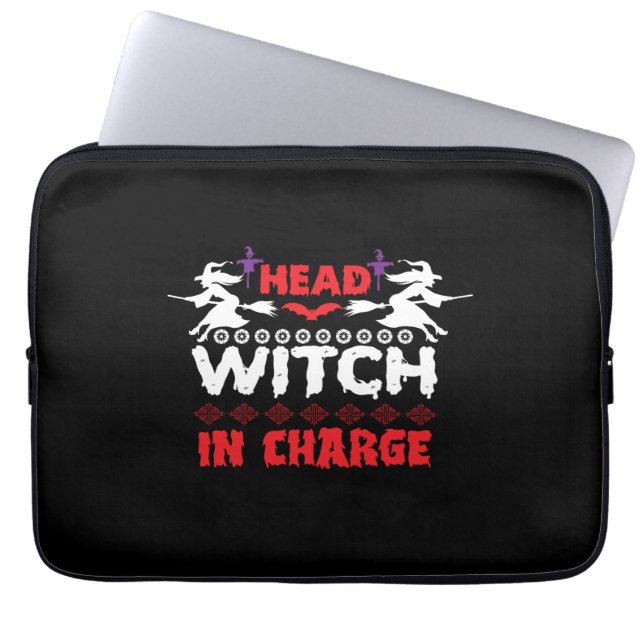 Halloween Head Witch in Charge Birthday Laptop Sleeve (Voorkant)
