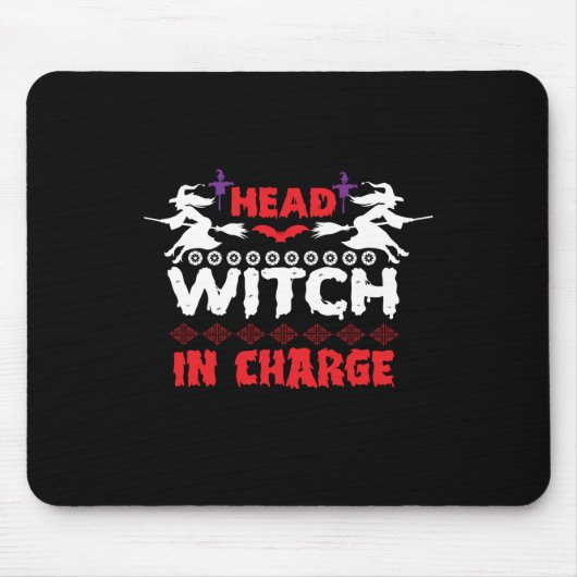 Halloween Head Witch in Charge Birthday Muismat (Voorkant)