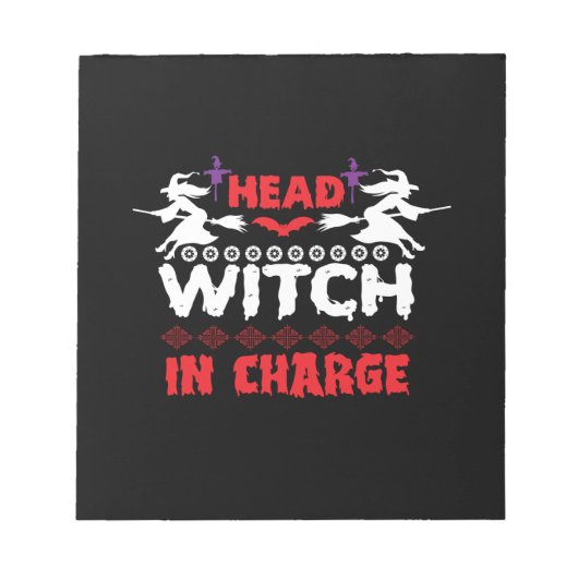 Halloween Head Witch in Charge Birthday Notitieblok (Voorkant)