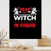 Halloween Head Witch in Charge Birthday Poster (Keuken)