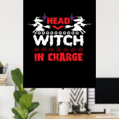 Halloween Head Witch in Charge Birthday Poster (Thuiskantoor)