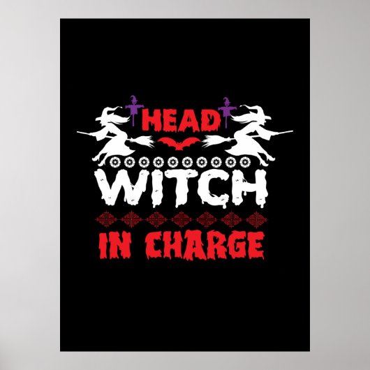 Halloween Head Witch in Charge Birthday Poster (Voorkant)
