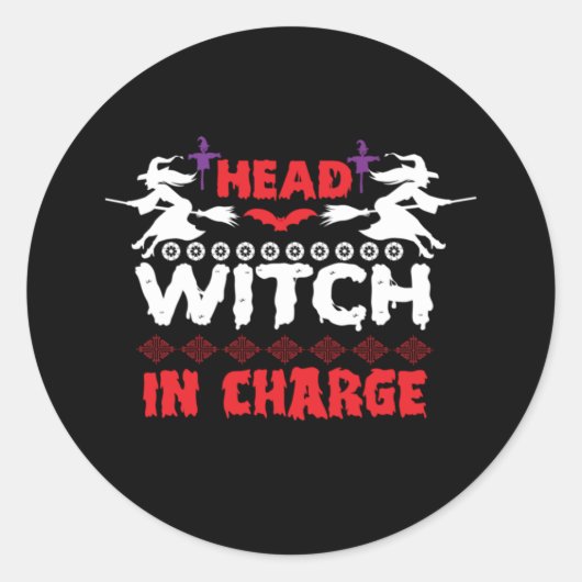 Halloween Head Witch In Charge Birthday Ronde Sticker (Voorkant)