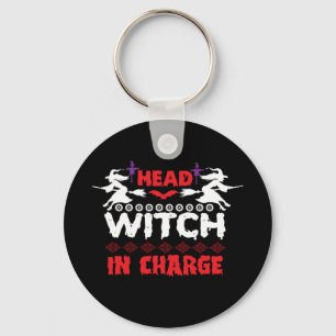 Halloween Head Witch in Charge Birthday Sleutelhanger