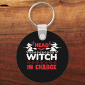 Halloween Head Witch in Charge Birthday Sleutelhanger (Voorkant)