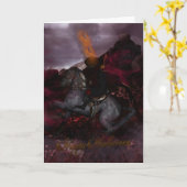 Halloween Headless Horseman Fantasy Art Kaart (Gele Bloem)