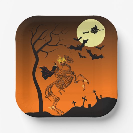 Halloween Headless Horseman Papieren Bordje (Voorkant)
