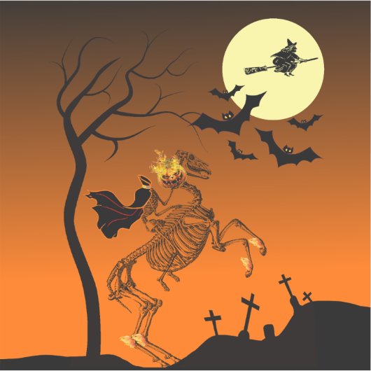 Halloween Headless Horseman Sticker (Voorkant)