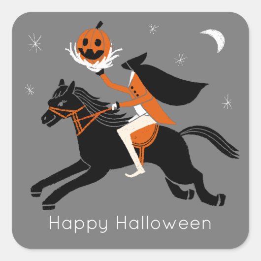 Halloween Headless Horseman Vierkante Sticker (Voorkant)