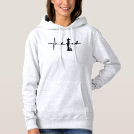Halloween Heart Beat Zwarte kat en vleermuis Hoodie