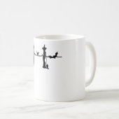 Halloween Heart Beat Zwarte kat en vleermuis Koffiemok (Voorkant rechts)