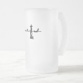 Halloween Heart Beat Zwarte kat en vleermuis Matglas Bierpul (Voorkant rechts)