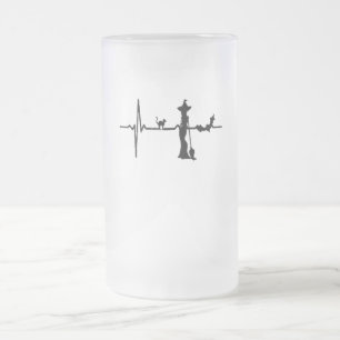 Halloween Heart Beat Zwarte kat en vleermuis Matglas Bierpul