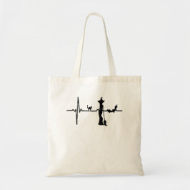 Halloween Heart Beat Zwarte kat en vleermuis Tote Bag