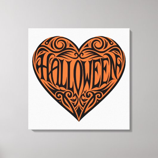 Halloween Heart, Black Heart, Holiday Canvas Afdruk (Voorkant)