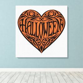 Halloween Heart, Black Heart, Holiday Canvas Afdruk