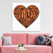Halloween Heart, Black Heart, Holiday Canvas Afdruk (Insitu (Woonkamer))