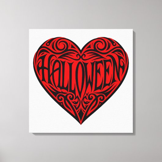 Halloween Heart, Black Heart, Holiday Canvas Afdruk (Voorkant)
