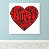 Halloween Heart, Black Heart, Holiday Canvas Afdruk (Insitu (Houten vloer))