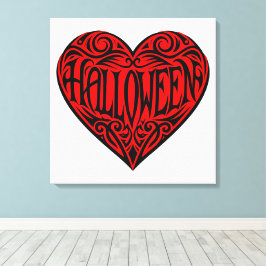 Halloween Heart, Black Heart, Holiday Canvas Afdruk